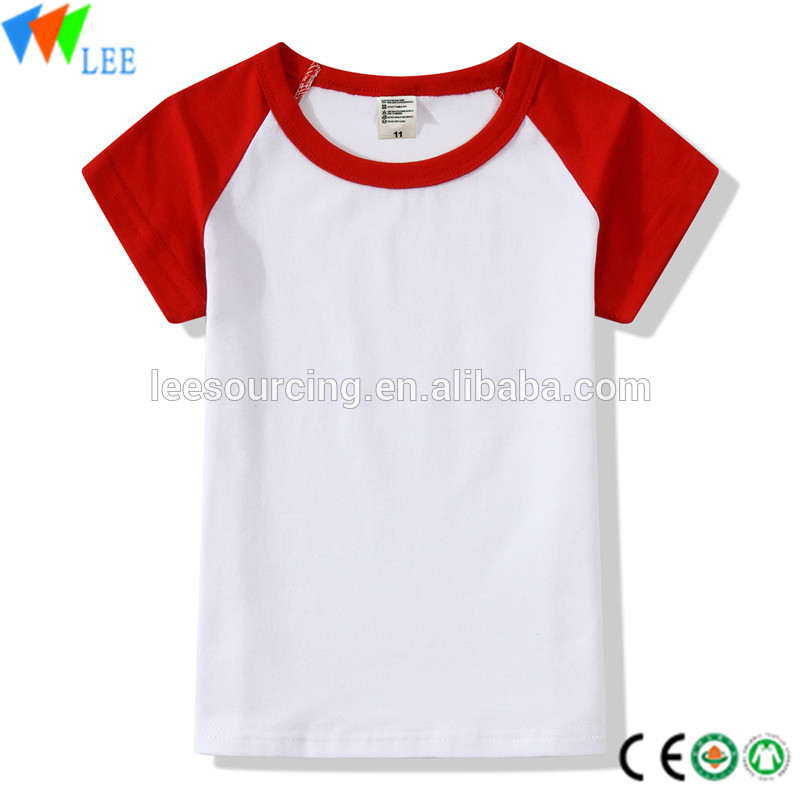 Cotton Baby Short Sleeve T-shirt Custom Printing Kids T-shirts Raglan Sleeve Children Plain Top