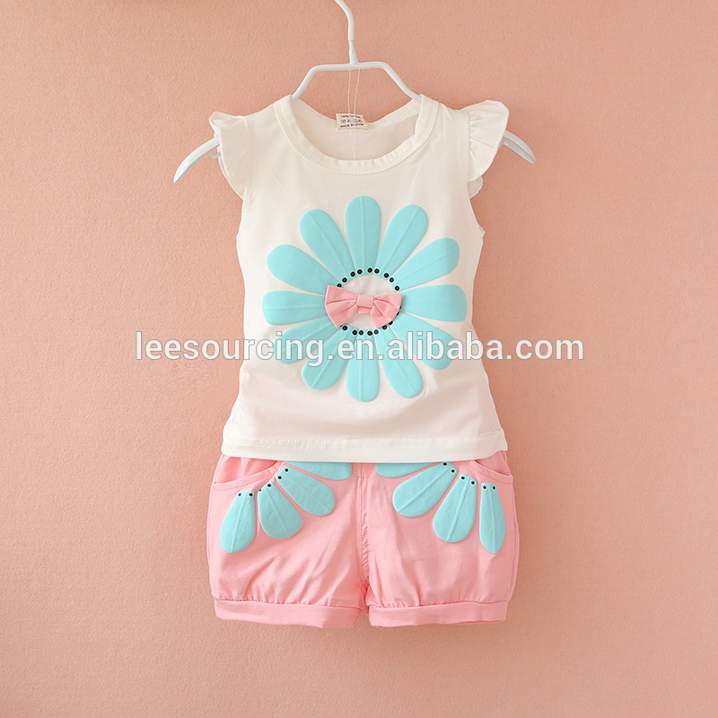China Factory for Hawaiian Shirts - Wholesale flower t shirt and shorts baby girl clothes set – LeeSourcing
