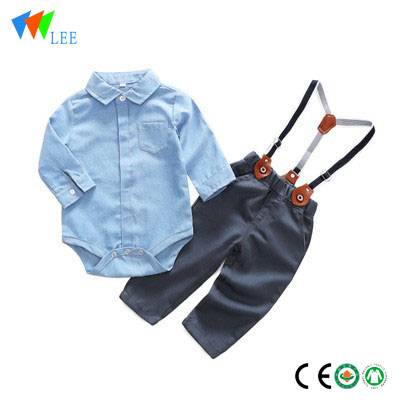 2018 children's clothing summer short-sleeved boy suit strap two-piece 0-4 year cotton baby clothing set