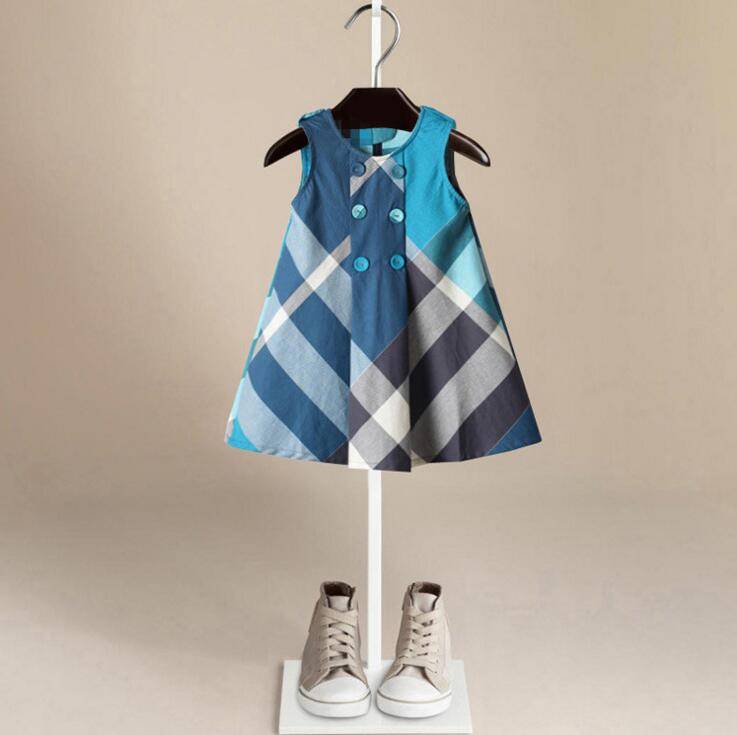 2017 Summer New Infant clothing Cotton Plaid Dress for Kids