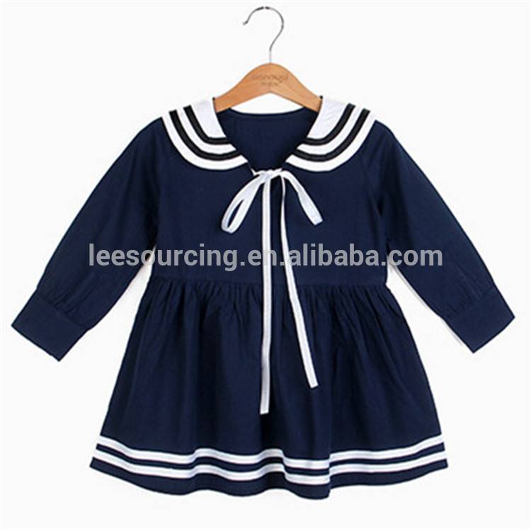 Factory wholesale Bra Panty Set Kids - Summer fashion navy preppy style 3-5 year old girl cotton dress – LeeSourcing