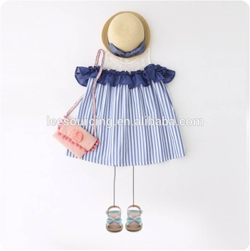 Factory price striped cotton dress kids clothes summer stripe cotton baby girl dress