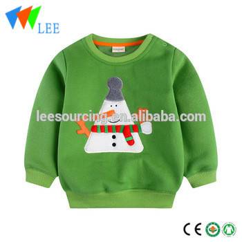 Christmas Children Clothing Cotton Kids Sweatshirt Snowman Green Kids Clothes