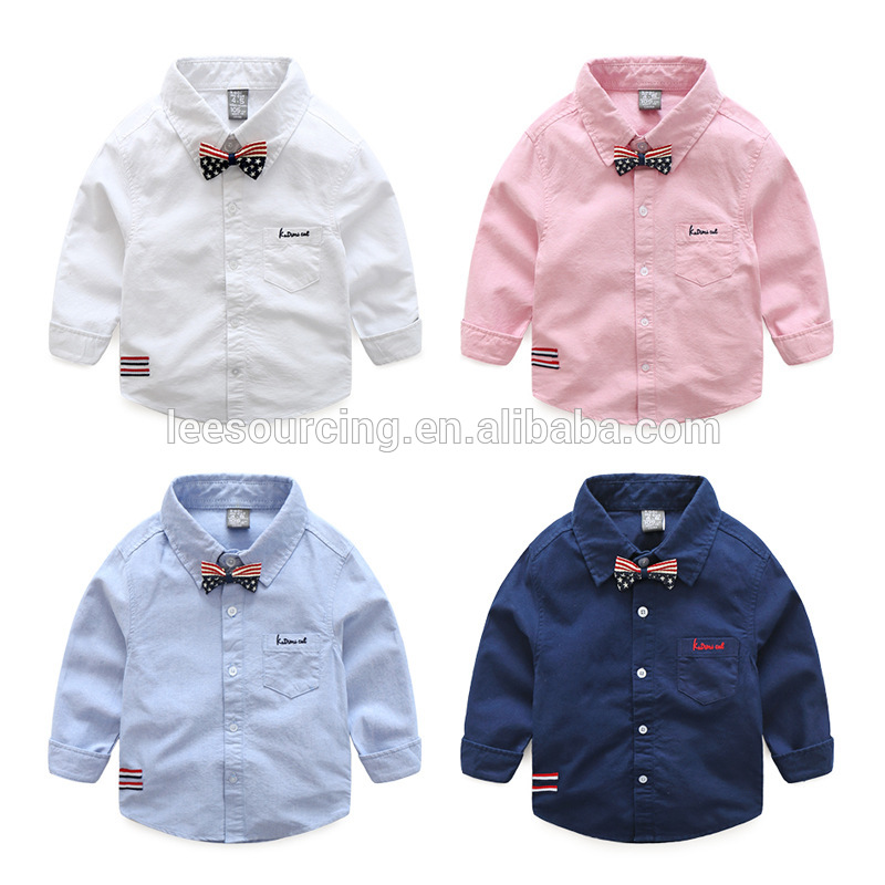 Spring style solid color cotton wholesale boys shirts