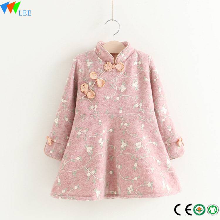 venta caliente cabritos del vestido de niña de 2 años de primavera vestido del bebé de manga larga