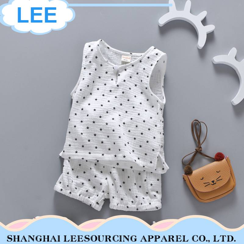 2017 China fashion cloth cotton baby summer boy clothing sets