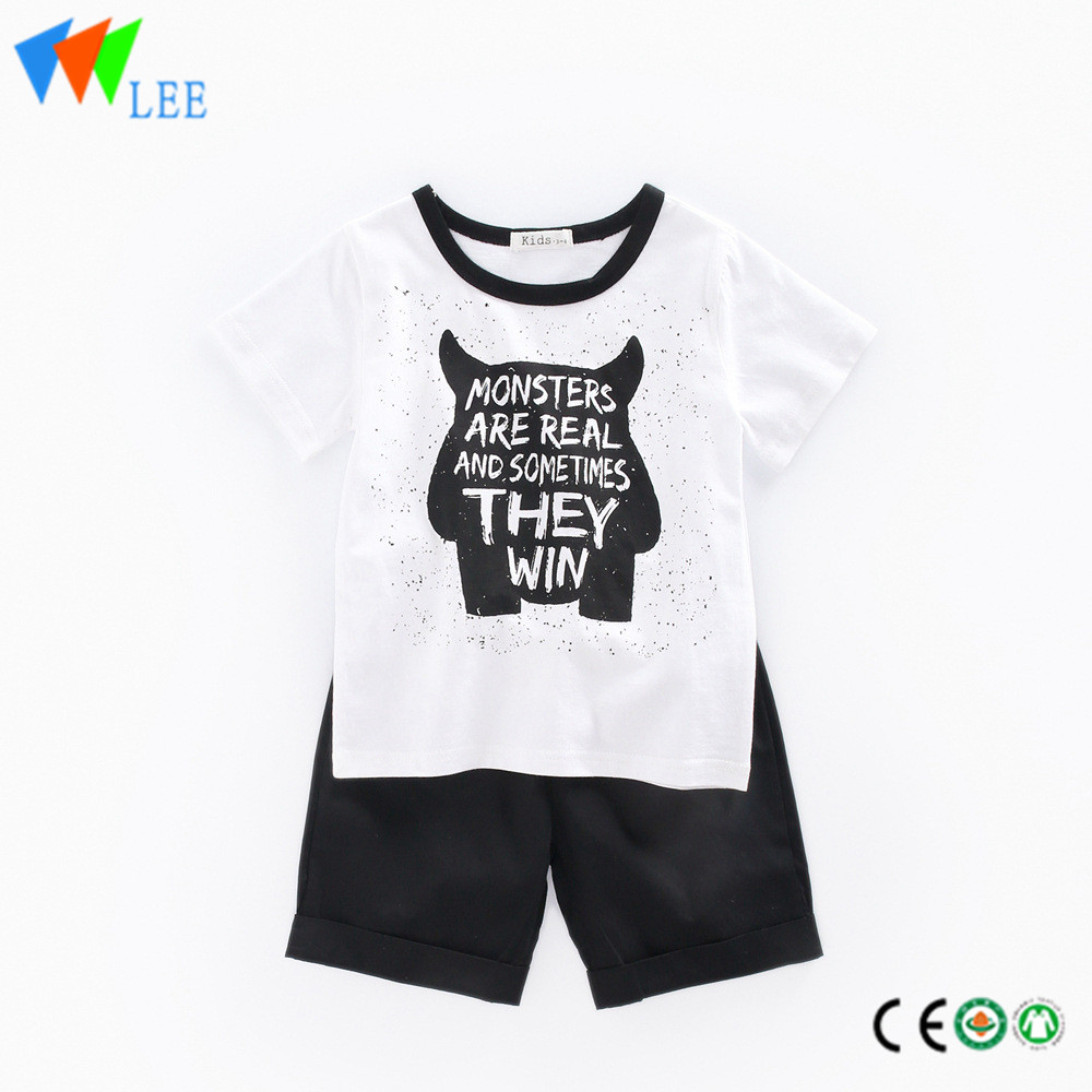 100%cotton baby boy clothes set T-shirt suit summer short sleeve and shorts printed they win