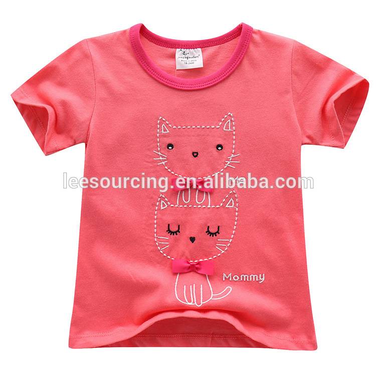 Pure color simple style girls summer kids round neck t-shirt