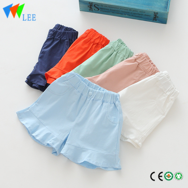 100%cotton baby kids girls shorts pure-color with falbala