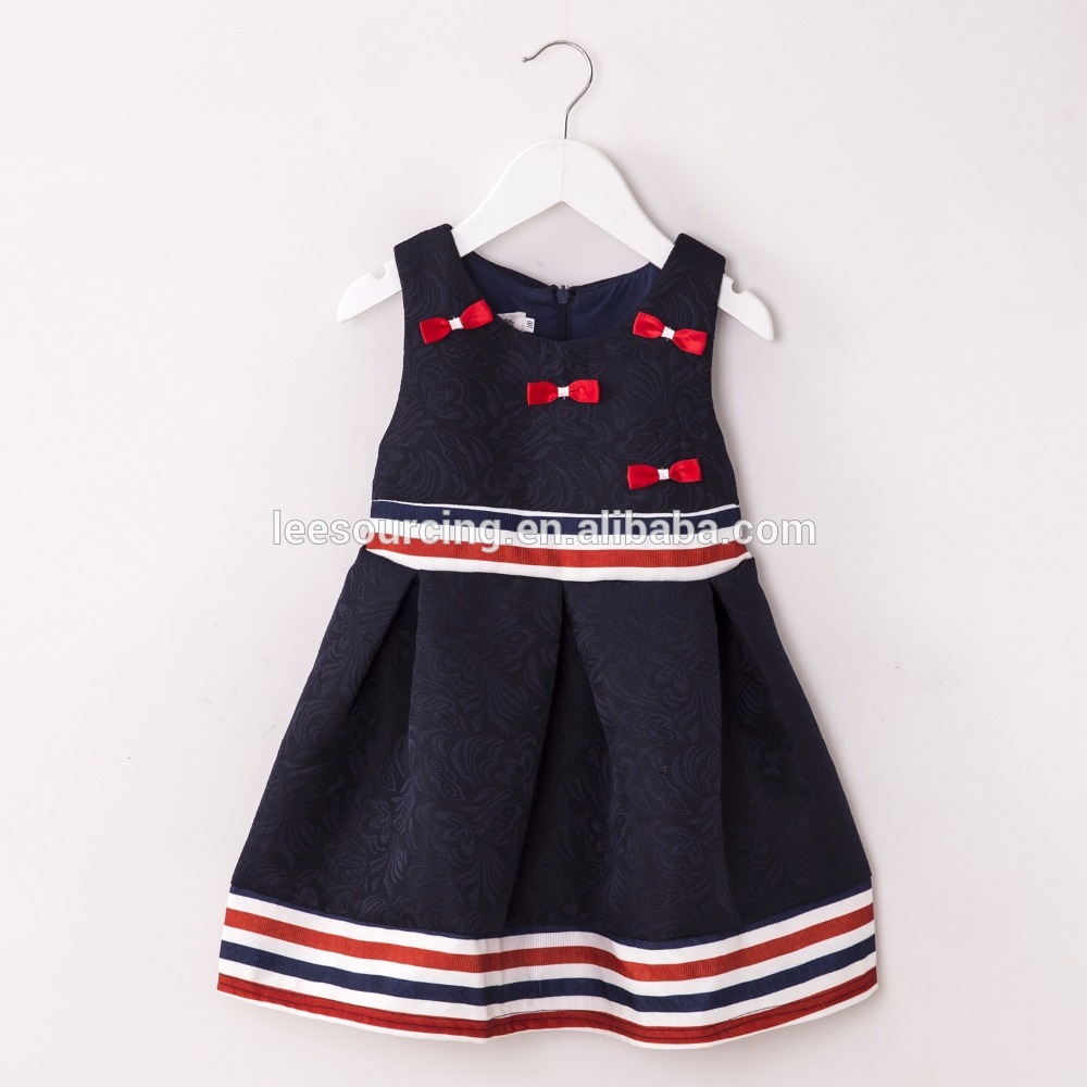 New designs one piece dress pattern solid color children frocks design girl party dress