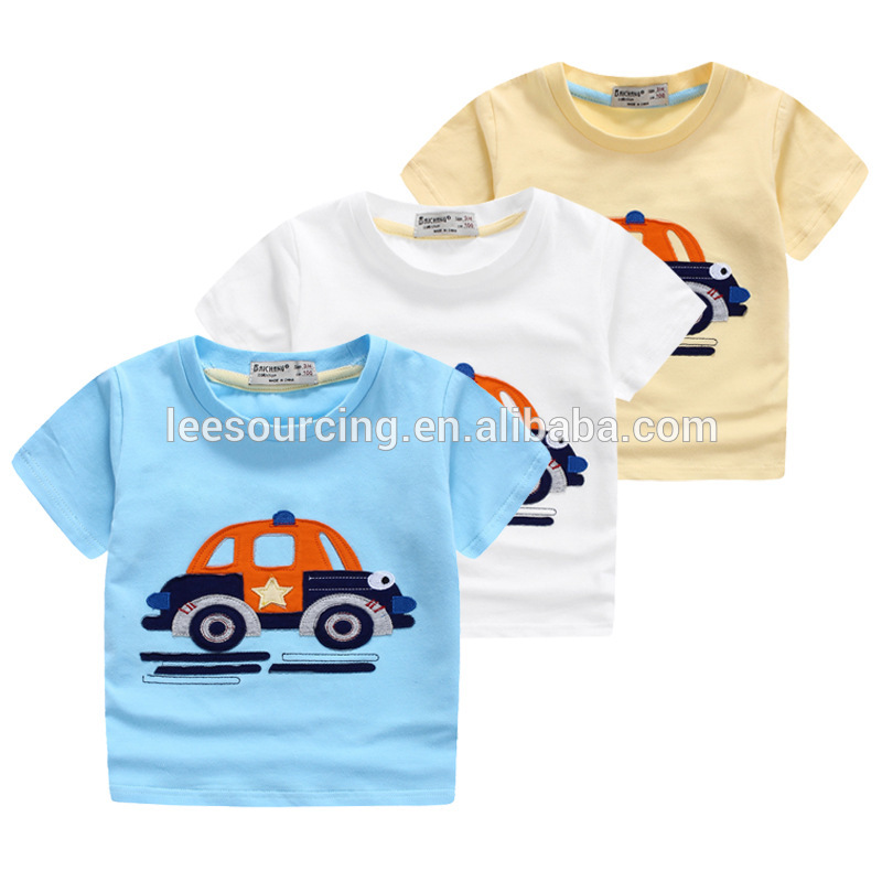 Hurtownie czysty kolor z chłopcami wzór bawełniane T-shirt dla dzieci