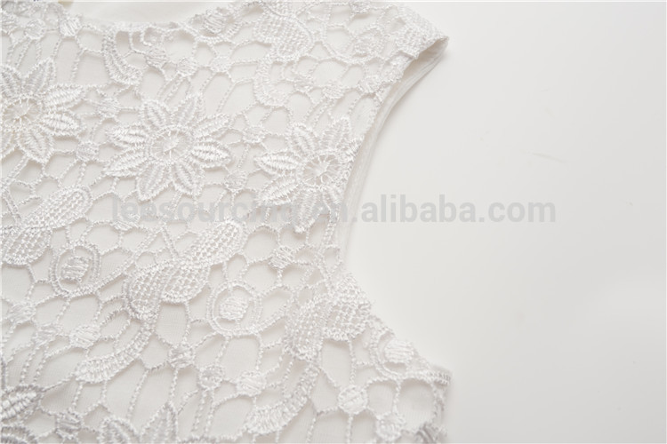 White new fashion elegant crochet sleeveless kid clothes chiffon designs girls lace tops baby children boutique blouse