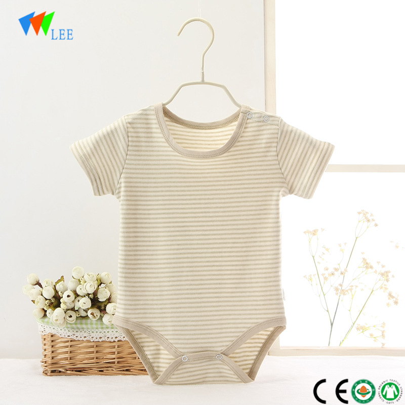 wholesale new design babys clothes stripe short sleeve organic cotton plain onesie wholesale kids romper