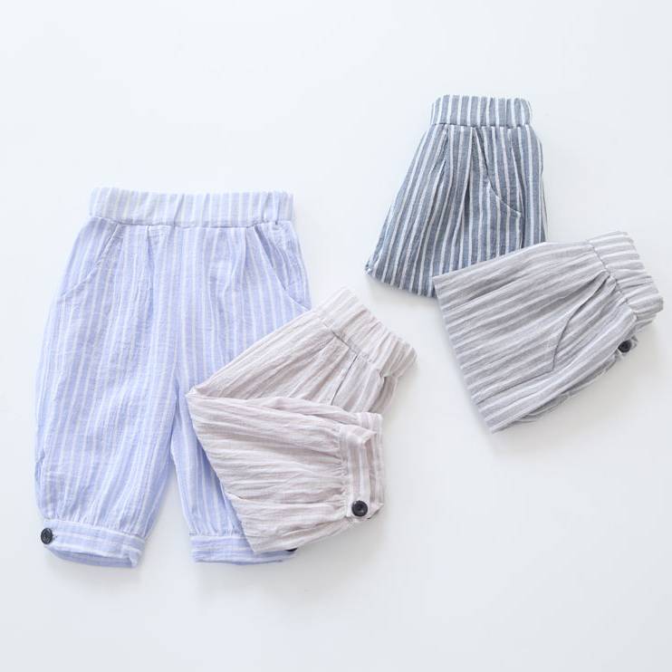 High Quality Striped Baby Pants Wholesale Kids Linen Leggings for 2-5 Years girls