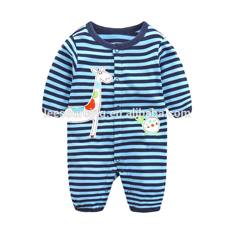 High quality cotton with pattern long sleeve baby cotton playsuits