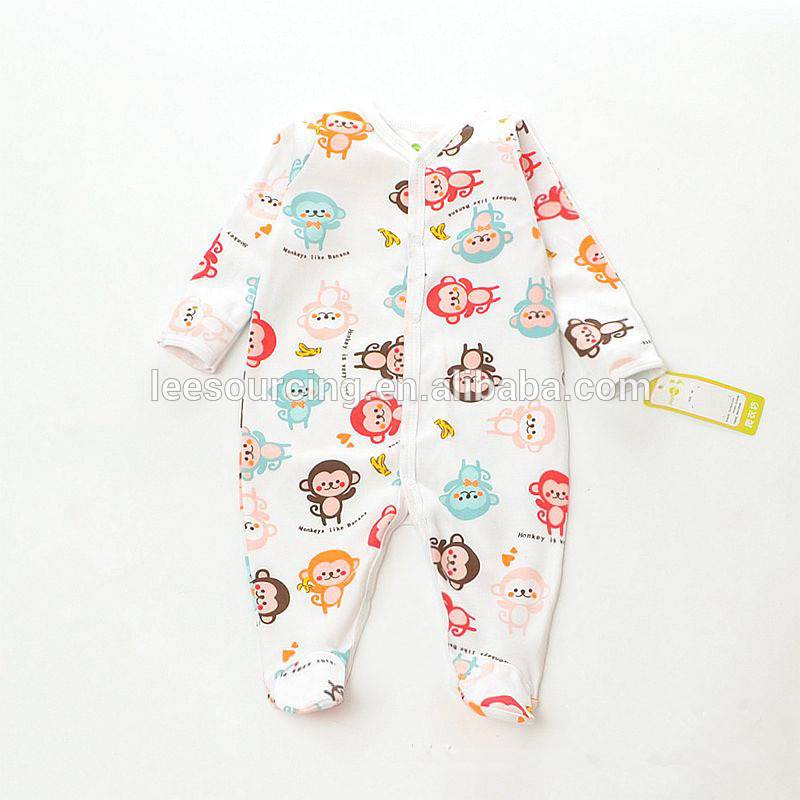 Izilwane Okuprintiwe Baby Pyjamas Long sleeve se ezinezinyawo One-Piece Baby Girl Romper Baby Layette
