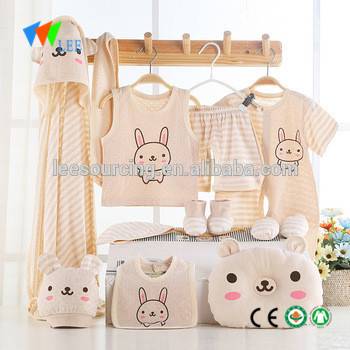 Summer newborn baby organic cotton soft clothing infant gift set wholesale