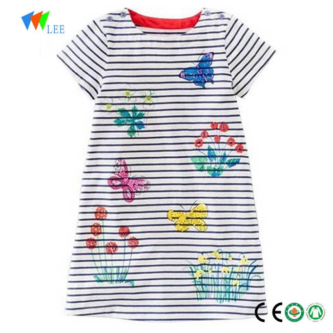 Sell well2-7 years china kids dress manufacture stripe cotton children casual and fancy dress