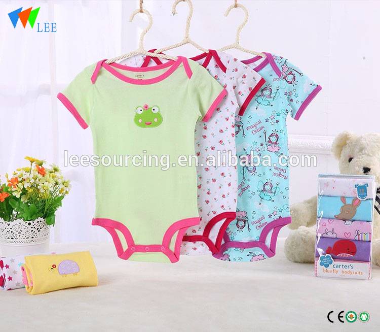 Wholesale cartoon infant short sleeve soft baby rompers
