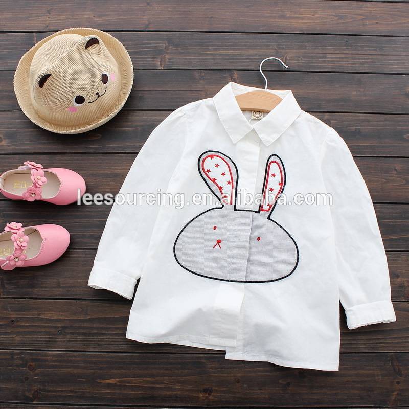 Wholesale white color animal pattern shirts baby girl tops