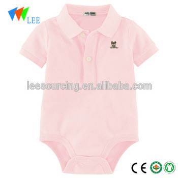 Wholesale short sleeve polo collar baby cotton bodysuit