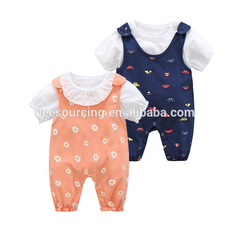 Summer cotton printing baby romper cheap newborn baby clothing set