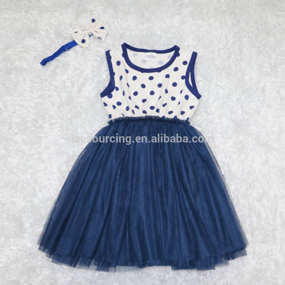 Dziewczyna navy polka tiulu sukienka, sukienka dla dzieci, plac granatowy tiulowa suknia księżniczka