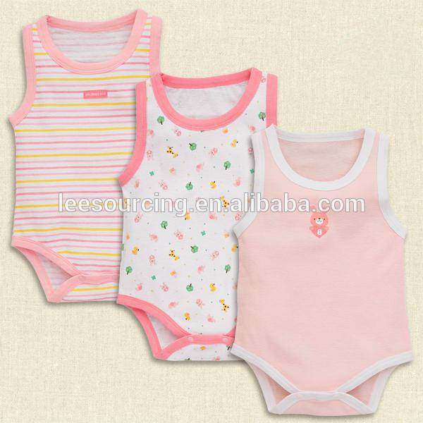 High quality custom printing no sleeve baby clothes romper