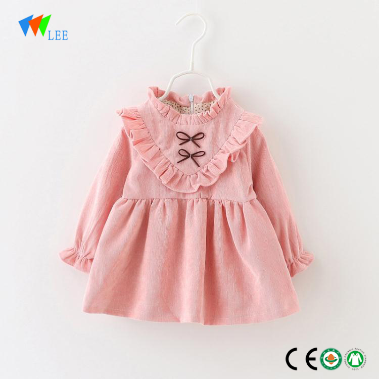 Čína výroba módní styl zimní dlouhý rukáv 100% bavlna děti obléká dítě šaty dívky velkoobchod