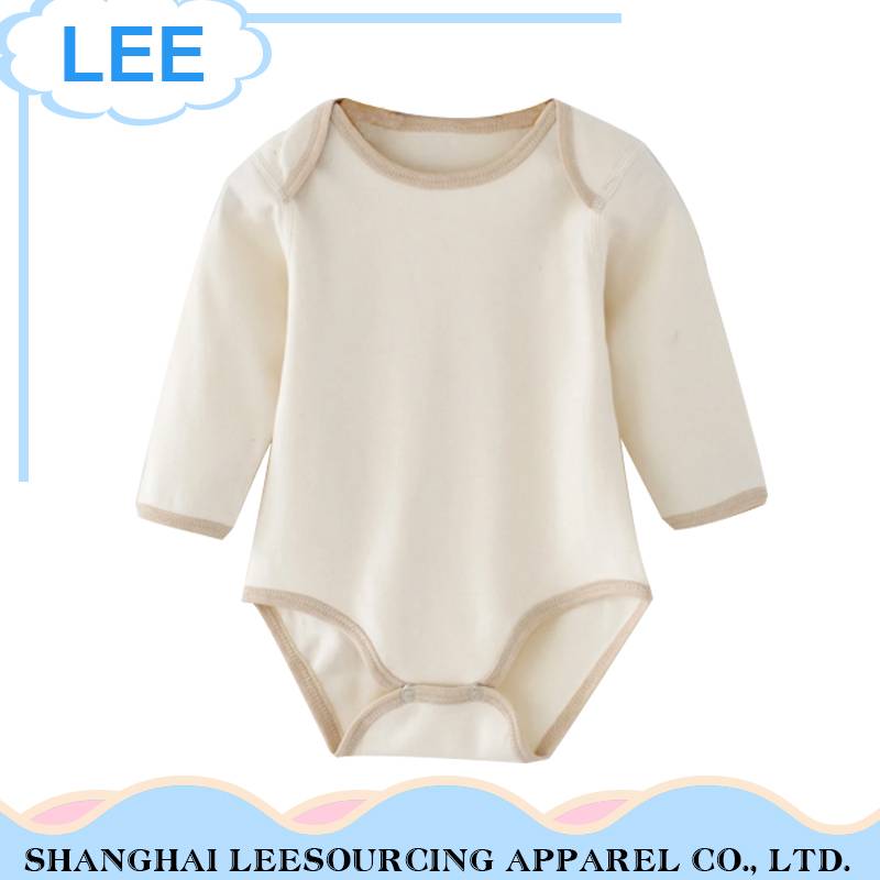 Hot Sale Long Sleeve Organic Cotton Plain Baby Clothes Romper