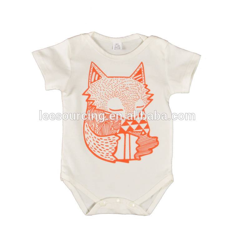 Wholesale Newborn baby cotton short-sleeved triangle baby girl cartoon fox romper ,baby wears