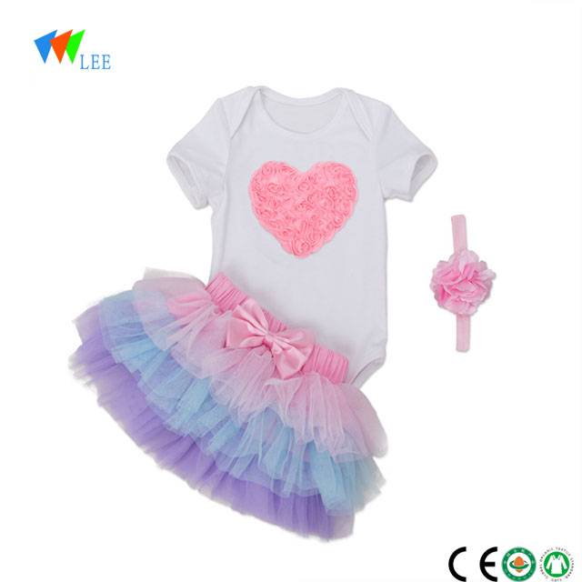 1-2T wholesale baby girl organic cotton body suit dress romper
