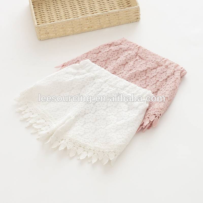 Pure color lace summer new style baby girl ruffle shorts