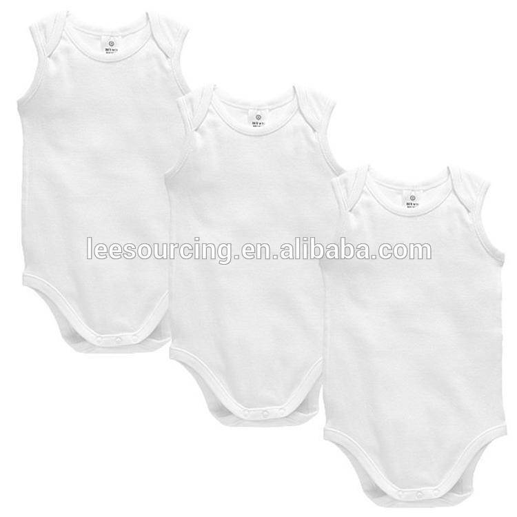Factory Price Sleeveless Plain Color White Cotton Baby Rompers Soft Bodysuit Onesie