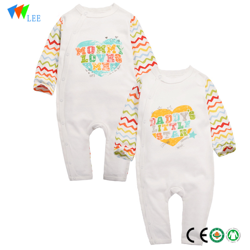 wholesale new design baby clothes 3/4 sleeve100% cotton onesie high quality baby body romper