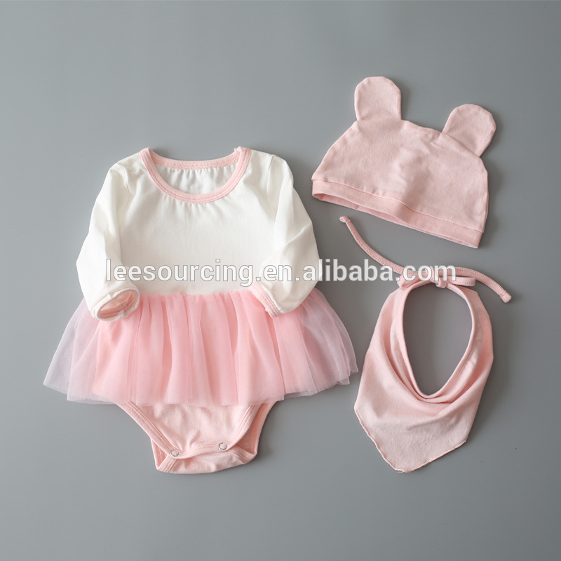 Sweet style long sleeve wholesale baby bodysuit 100%cotton