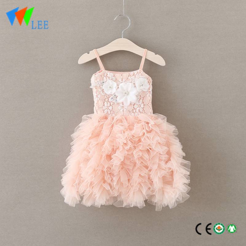 Hot style fashion100% cotton summer girls party dress sleeveless backless cute
