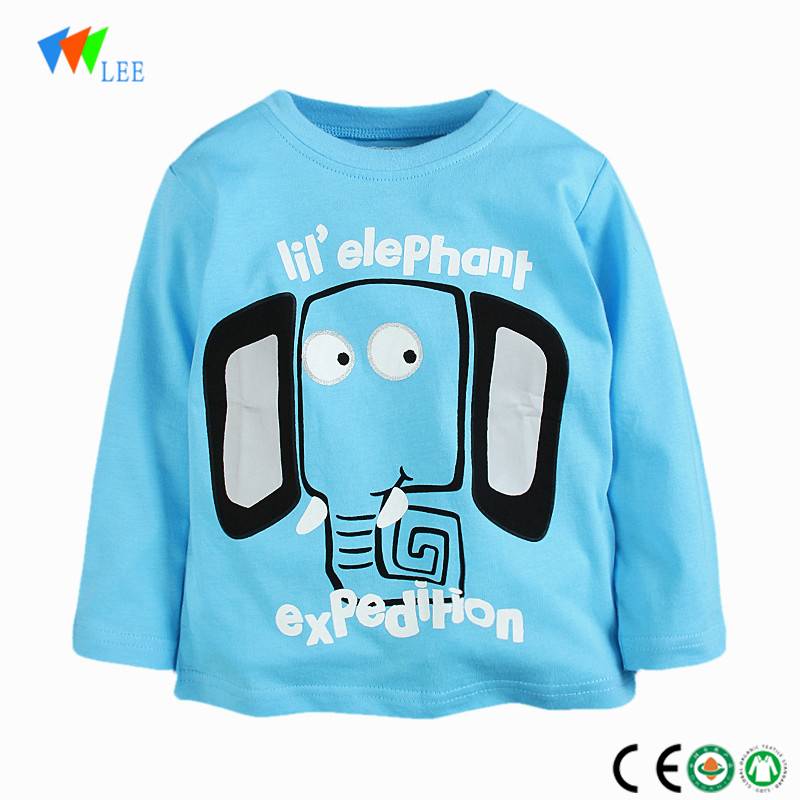 china manufacture children new fashion long sleeve organic cotton kids cartoon t-shirt wholesale
