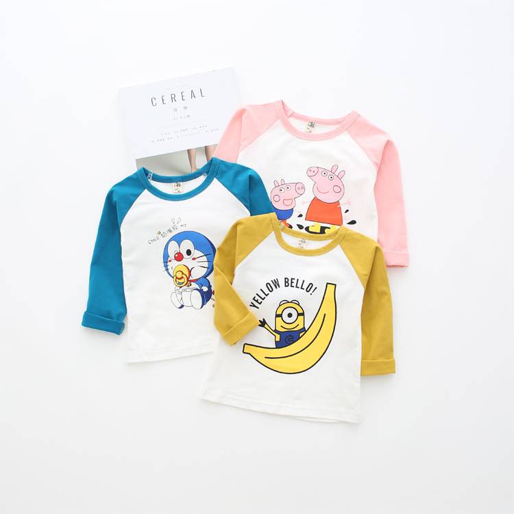 Custom Design Baby Kartun Dicetak Shirt Grosir Cotton Kids t shirt