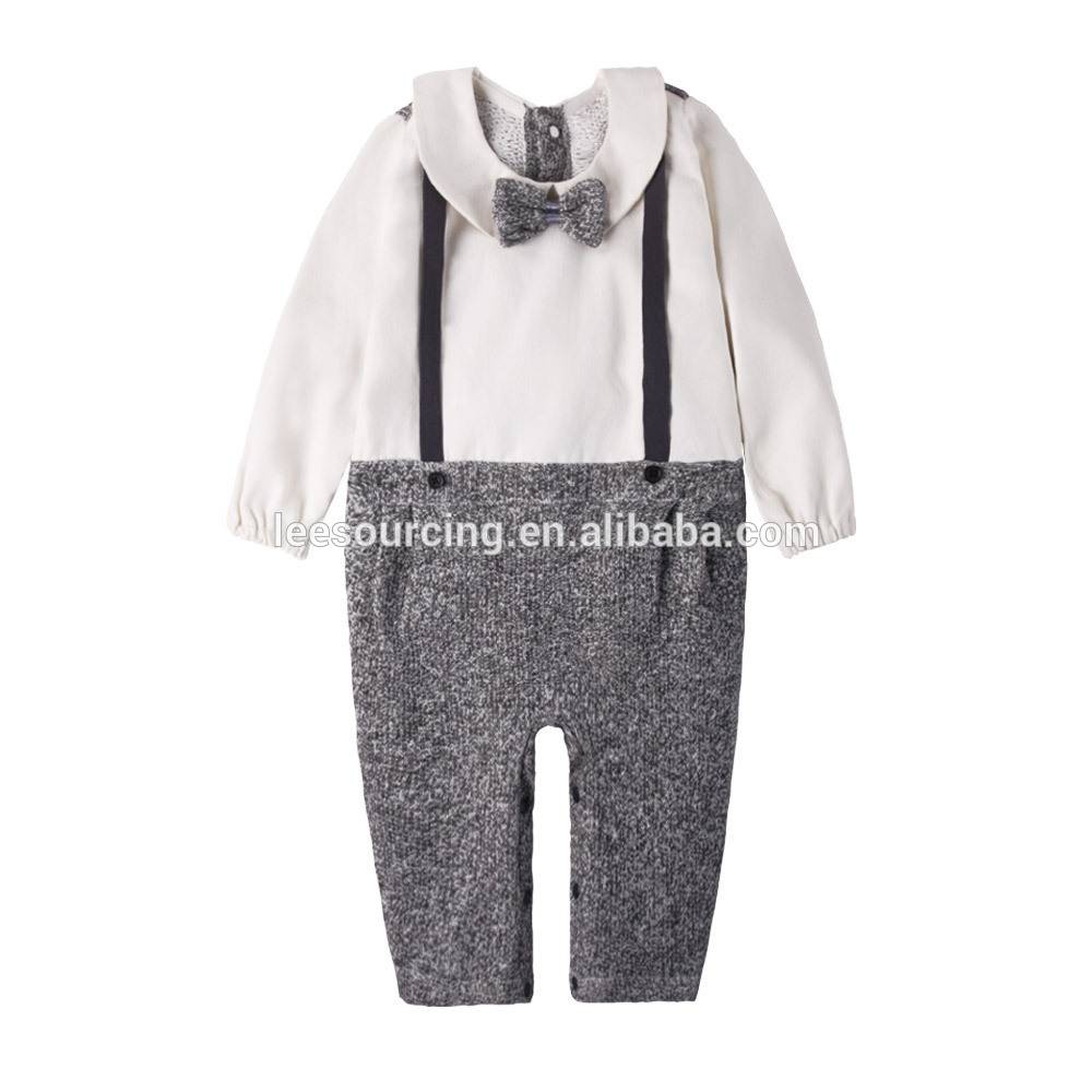Baby Long Sleeve Cotton Playsuit infants wear one piece bodysuit gentleman romper for boys