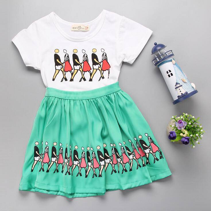 Wholesale summer children clothing Cotton Printed Dress for Kids