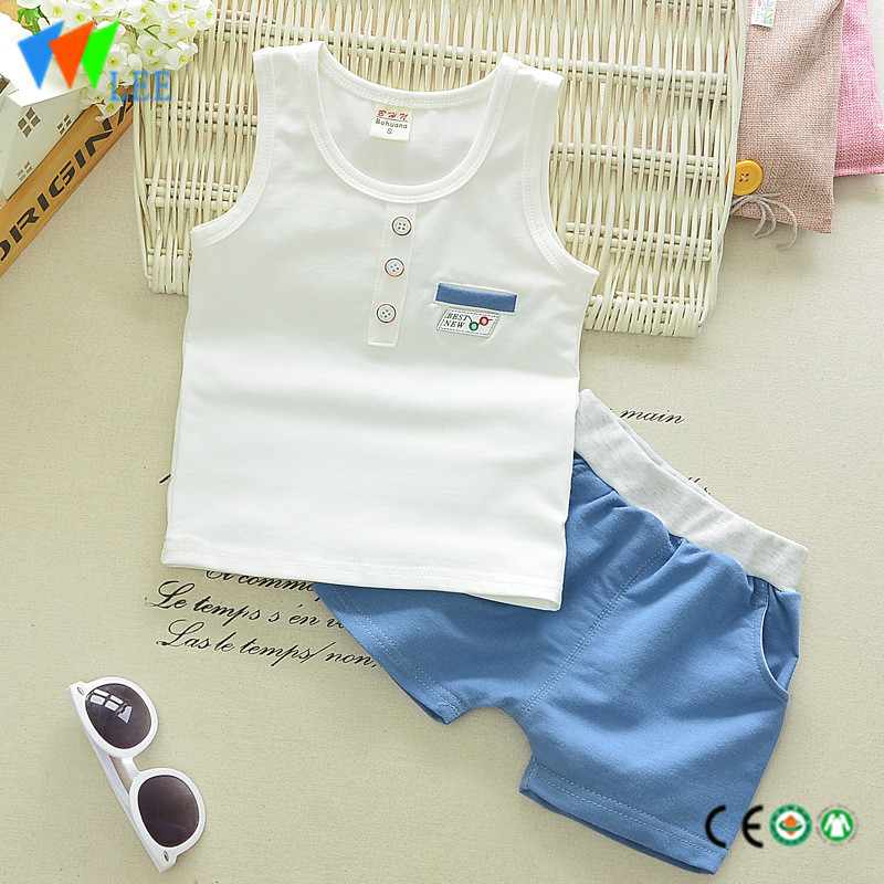 kūdikiai unisex vasaros drabužių komplektai T Shirts berankoviai trumpi kelnės kūdikiams 100 medvilnės