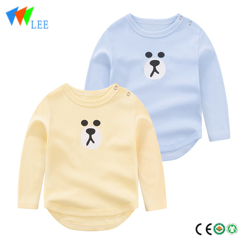 professional factory for Boy Suits Wholesale - new high-quality 100% cotton kids long sleeve t shirt round collar Shoulder clasp embroidered – LeeSourcing
