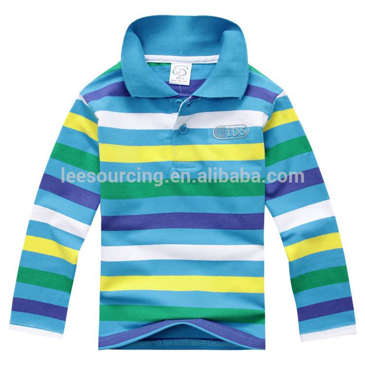 100% Cotton Ankizy Boys Wear Polo Long Sleeve Kids T-shirt Wholesale