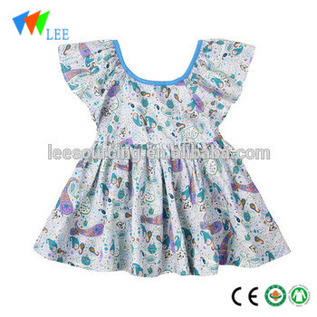 Summer Fashion printed baby girl cotton swing ruffle dress modern school girl dress