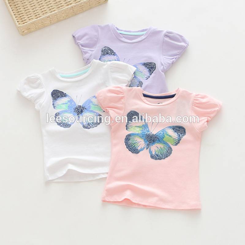 Beautiful animal printing pattern cotton summer t-shirt for girl
