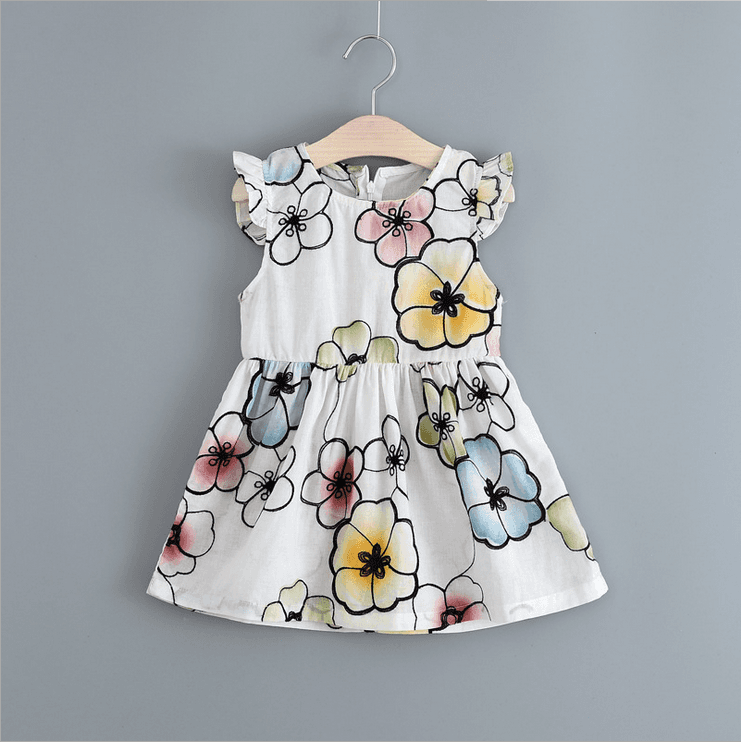 Latest kids frock designs one piece flowers printed girl kids dress for children