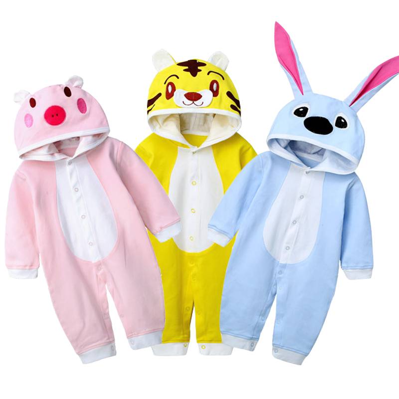 Мягкие малыши одежда мультфильм ползунки onesie дети пижамы милые детские пижамы животных