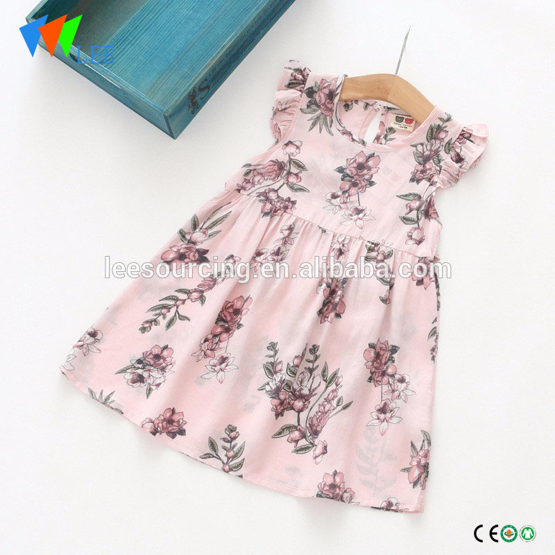 Summer short sleeve cotton flower baby girls printing dress