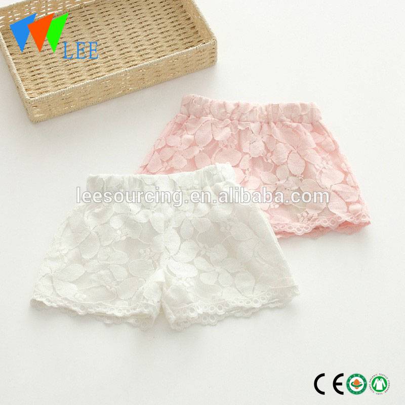 Wholesale new design summer baby girl white lace shorts kids shorts